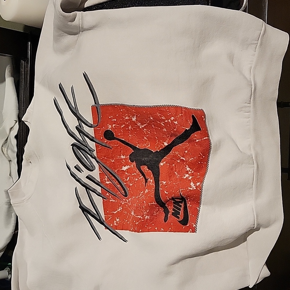Vintage Nike Michael Jordan Flight Sweatshirt Jumpman White Red Large L